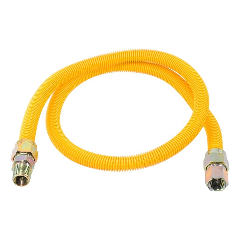 Eastman 30YE515048B Gas Connector, 1/2 in, FIP x MIP, Stainless Steel, Epoxy-Coated, 48 in L, 1/2 in OD