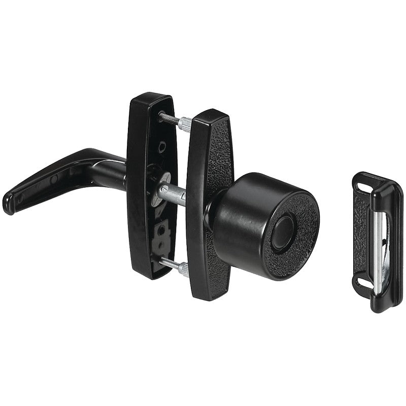 National Hardware V1307 Series N178-798 Knob Latch, Black, Zinc, 5/8 to 1-3/8 in Thick Door