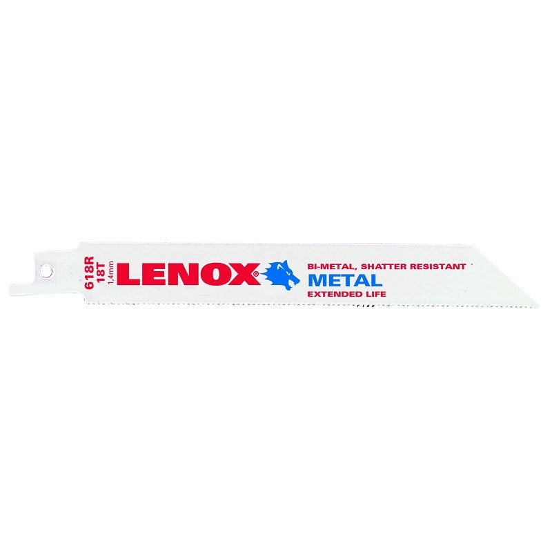 Lenox 20566618R Series Reciprocating Saw Blade, Applicable Materials: Ferrous/Non-Ferrous Metal, 3/4 in W, 6 in L