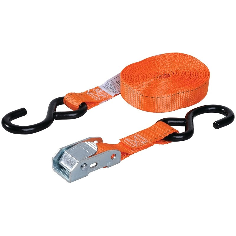 Keeper 89115 Tie-Down, 1 in W, 15 ft L, Orange, 400 lb Working Load, S-Hook End (Pack of 8)