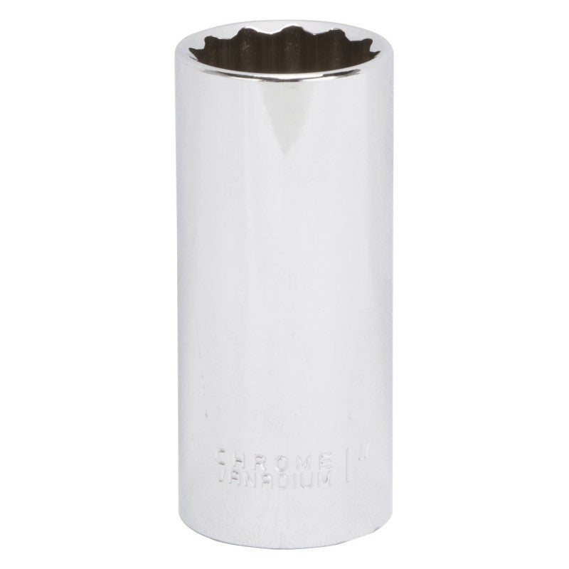 Vulcan MT6528632 Drive Socket, 1 in Socket, 1/2 in Drive, 12-Point, Chrome Vanadium Steel, Chrome (POS)