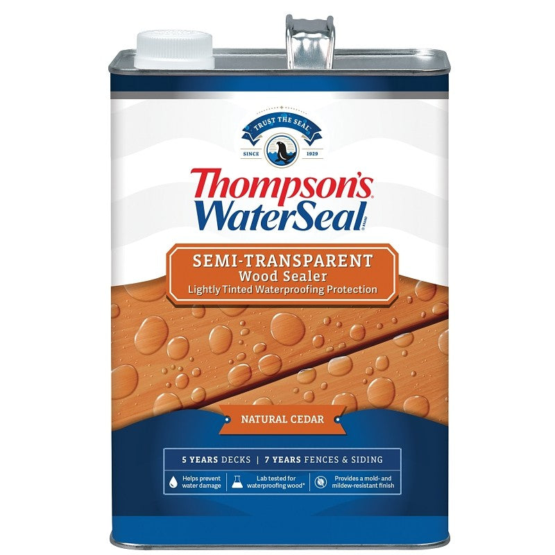 Thompson's WaterSeal TH.092601-16 Wood Sealer, Semi-Transparent, Liquid, Natural Cedar, 1 gal (Pack of 4)