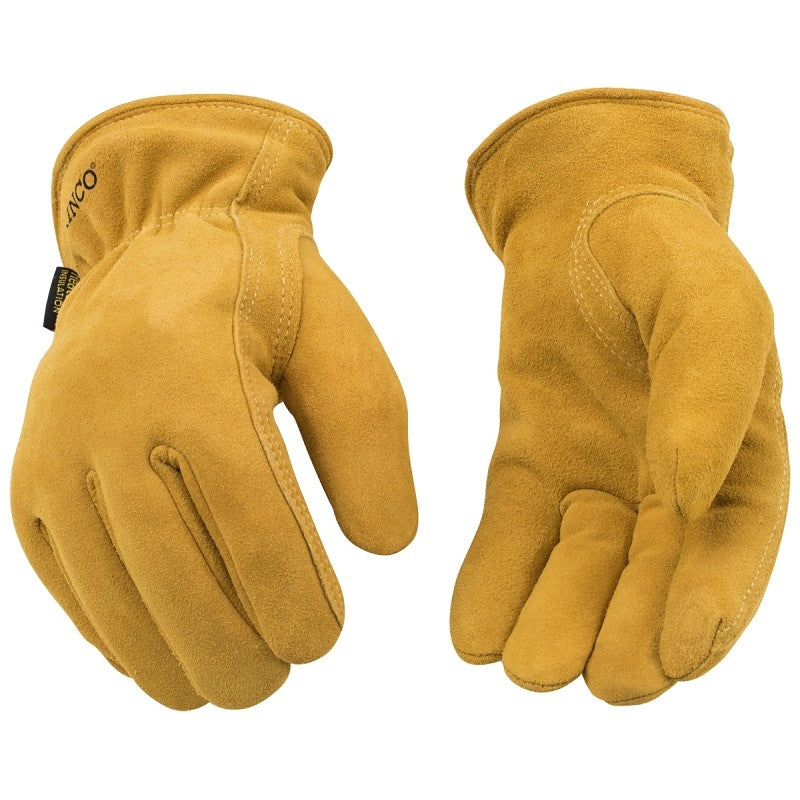 Kinco 903HK-XL Gloves, Men's, XL, Keystone Thumb, Easy-On Cuff, Deerskin Leather, Gold, Lined