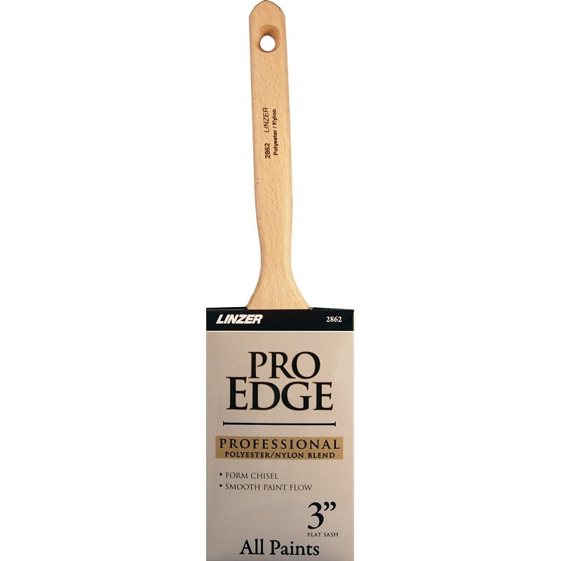 Linzer 2862-3 Paint Brush, 3 in W, 3-1/4 in L Bristle, Nylon/Polyester Bristle, Flat Sash Handle