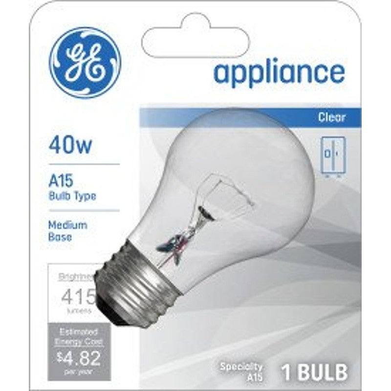 GE 15206 Light Bulb, 40 W, A15 Lamp, E26 Medium Lamp Base, 415 Lumens, 2700 K Color Temp, Soft White Light (Pack of 12)