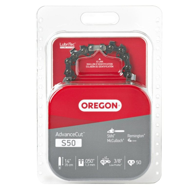 Oregon S50 Chainsaw Chain, 14 in L Bar, 3/8 in TPI/Pitch, 50-Link