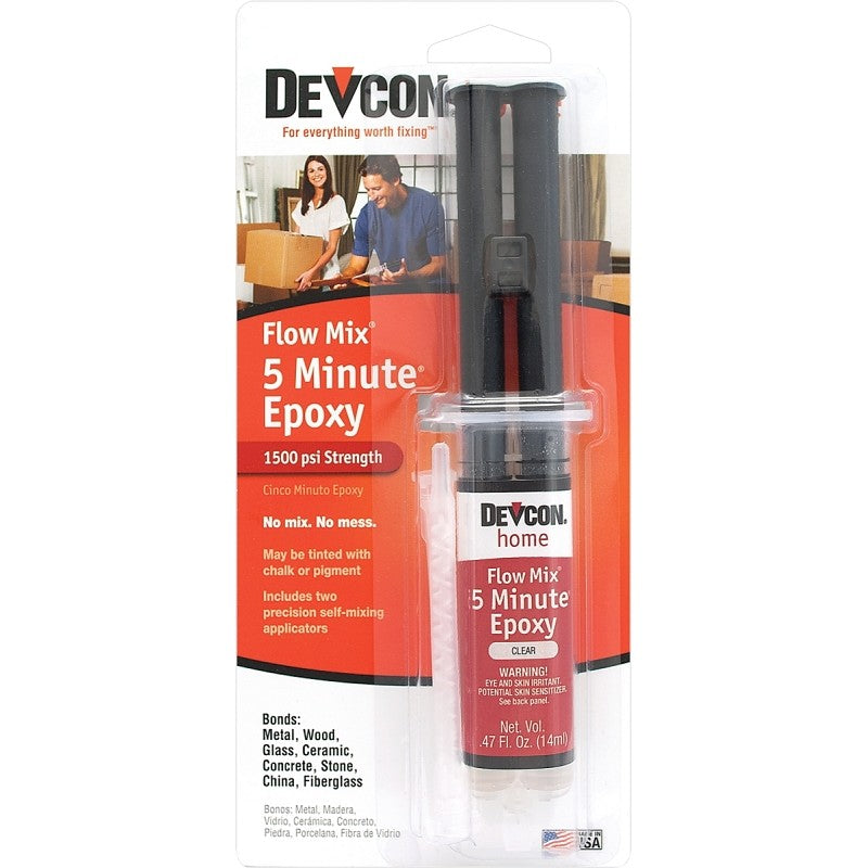Devcon 20445 Epoxy Adhesive, Amber, Liquid, 0.47 oz Syringe (Pack of 6)