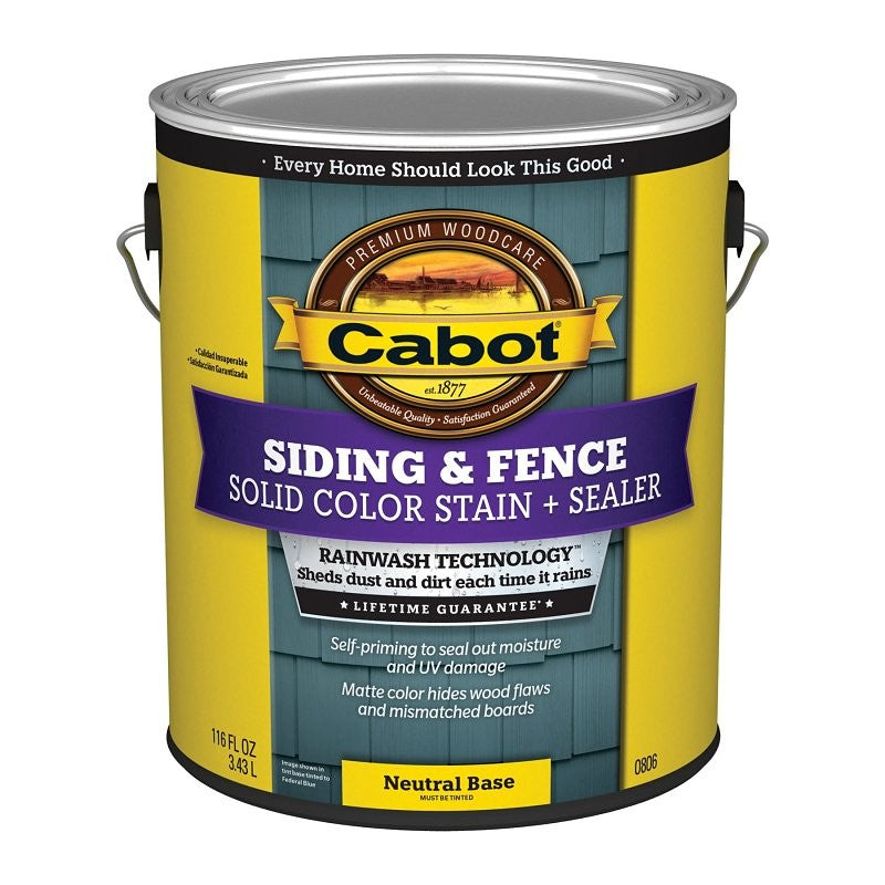 Cabot 800 Series 140.0000806.007 Solid Color Siding Stain, Natural Flat, Liquid, 1 gal, Can (Pack of 4)