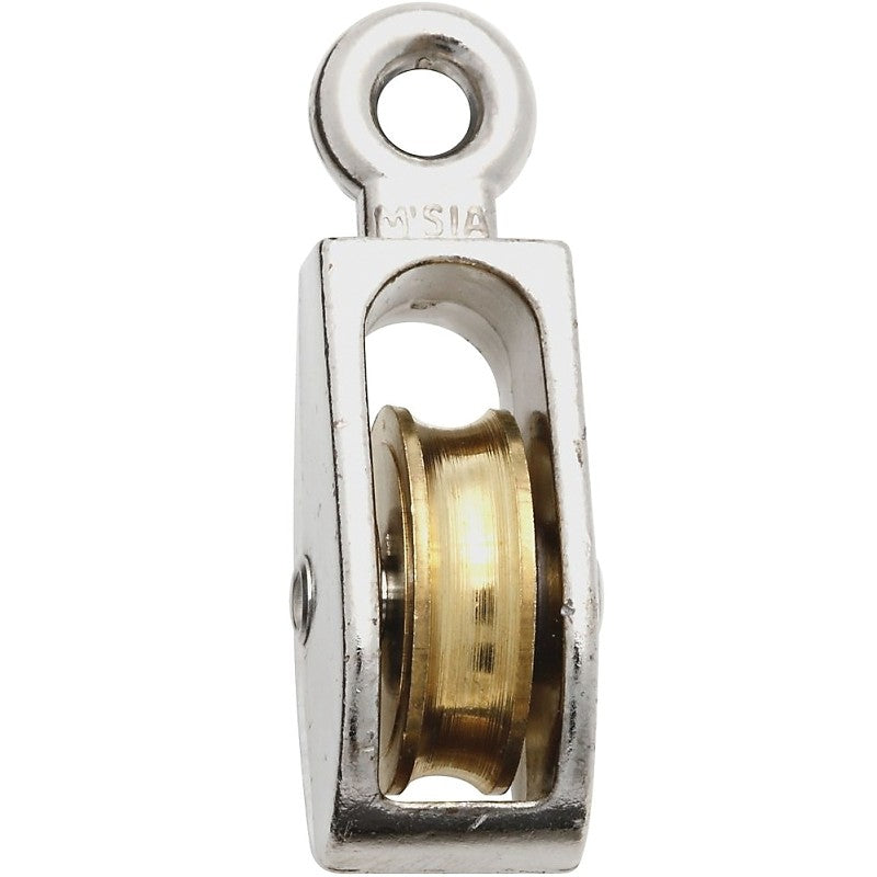 National Hardware N223-404 Pulley, Single Fixed, 1/4 in Rope, 40 lb Working Load, 1 in Sheave, Nickel (Pack of 10)