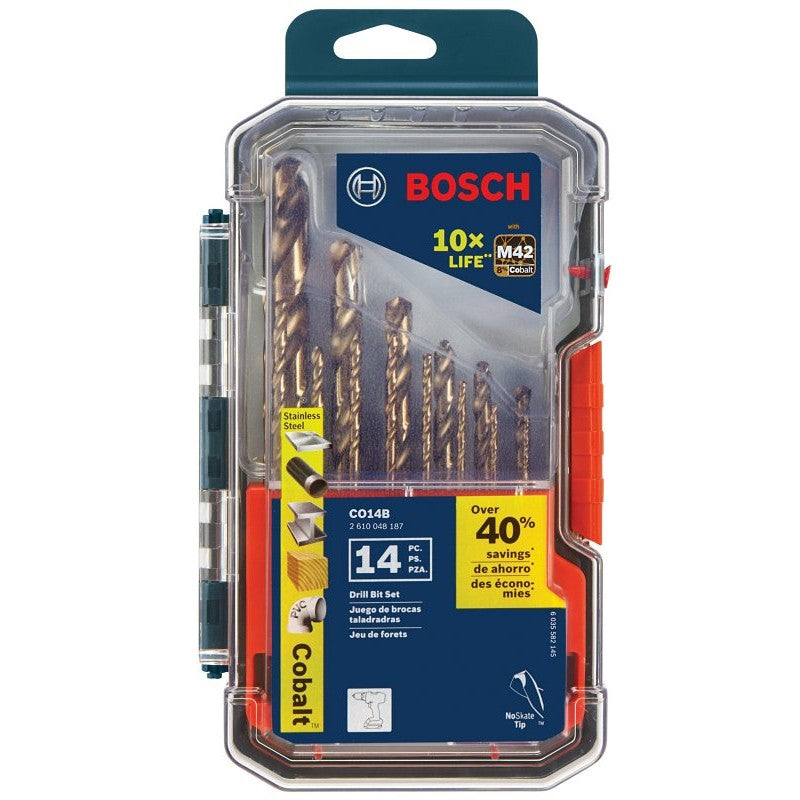 Bosch CO14B Twist Drill Bit Set, 14-Piece, Cobalt