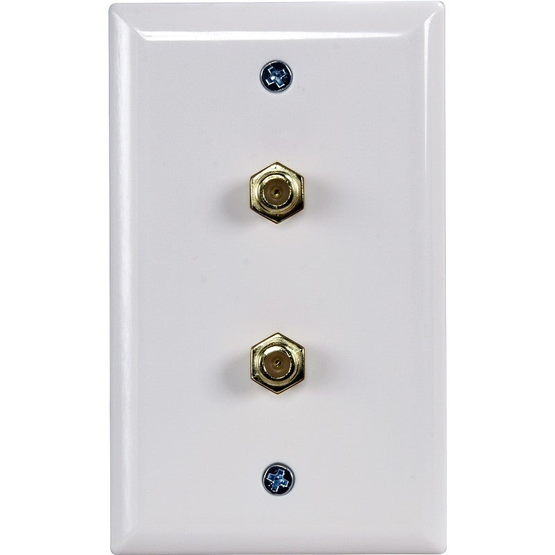 Zenith VW1001WJ2W Dual Coaxial Cable Wall Jack, 4-1/2 in L, 2-3/4 in W, White