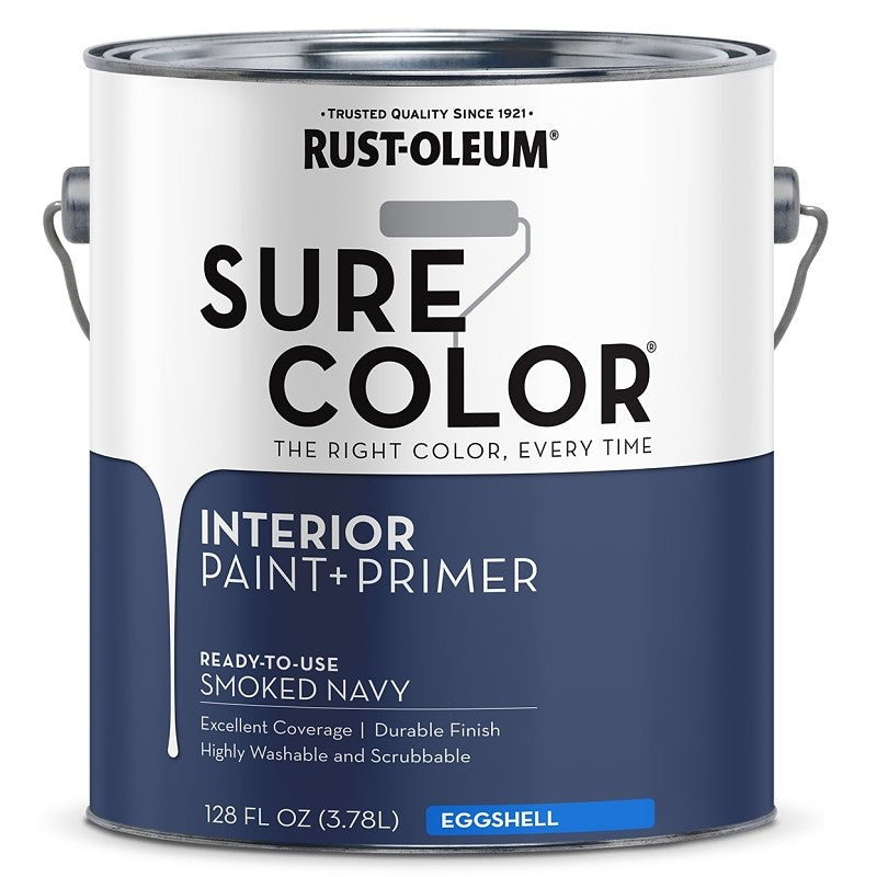 Rust-Oleum Sure Color 380226 Interior Wall Paint, Eggshell, Smoked Navy, 1 gal, Can, 400 sq-ft Coverage Area (Pack of 2)