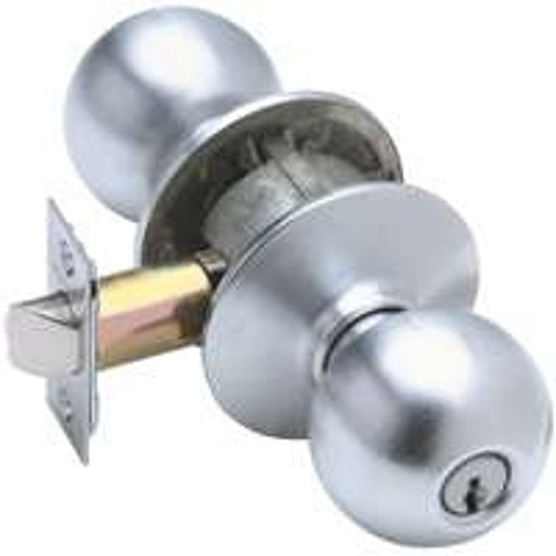 Schlage F Series F51A ORB626K4 Entry Knob, Orbit, Knob Handle, Satin Chrome, Metal, C Keyway, 2-3/4 in Dimensions, Yes (Pack of 4)