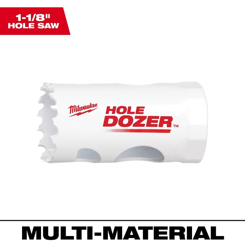 Milwaukee 49-56-9611 Hole Saw, 1-1/8 in Dia, 1-5/8 in D Cutting, 1/2-20 Arbor, 4, 5 TPI, Bi-Metal Cutting Edge (Pack of 2)