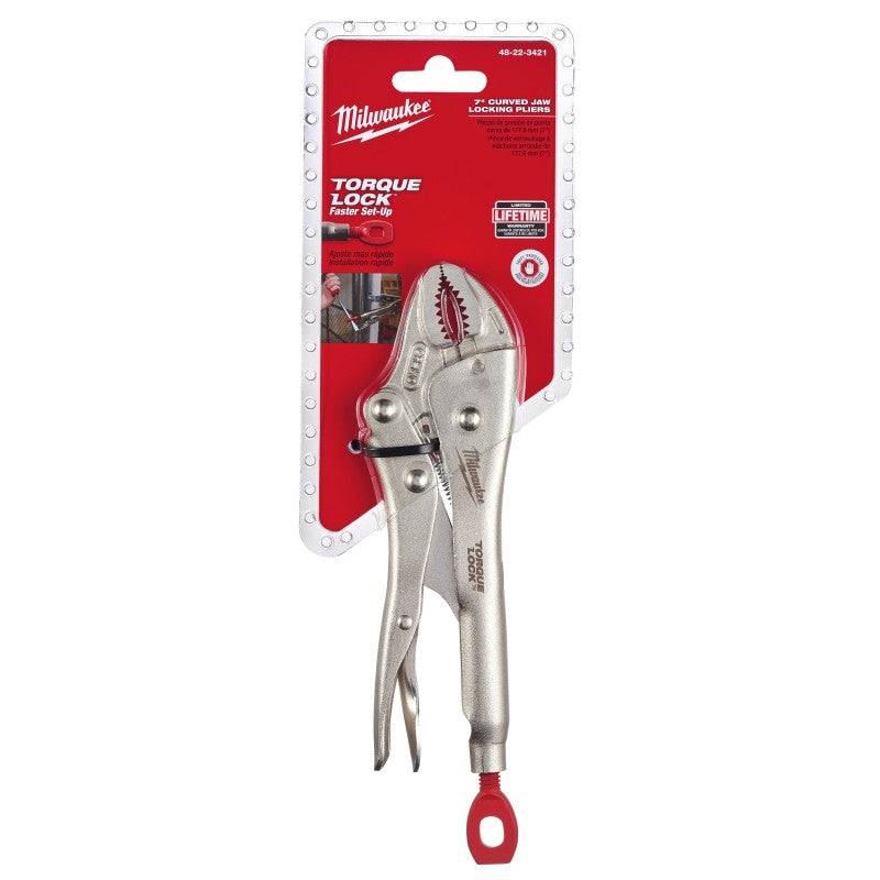 Milwaukee Torque Lock 48-22-3421 Locking Plier, 7 in OAL, 1-1/2 in Jaw Opening, Ergonomic Handle, 29/64 in W Jaw
