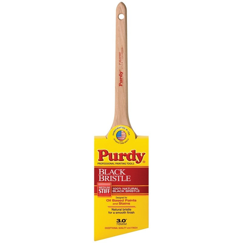Purdy 144024030 Paint Brush, 3 in W, Angled Cut Brush, China Bristle, Rat Tail Handle
