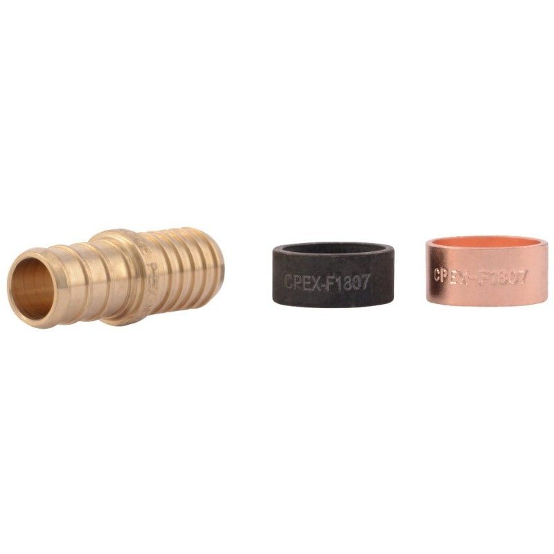 SharkBite UC4008LFA Tube Coupling with PB Crimp Ring, 1/2 in, PEX, DZR Brass, 200 psi Pressure