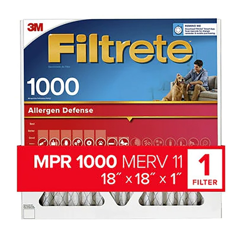 Filtrete 9817-4 Air Filter, 18 in L, 18 in W, 11 MERV, 1000 MPR, Polypropylene Frame (Pack of 4)