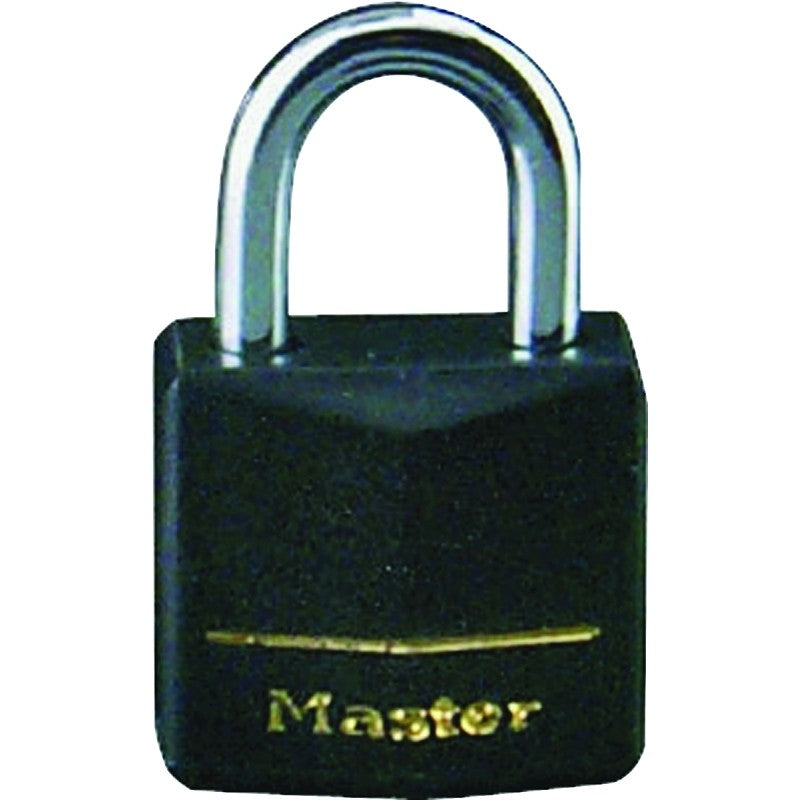 Master Lock 131Q Padlock, 1-3/16 in W Body, Keyed Alike Key, 3/16 in Dia Shackle, Steel Shackle, Brass Body