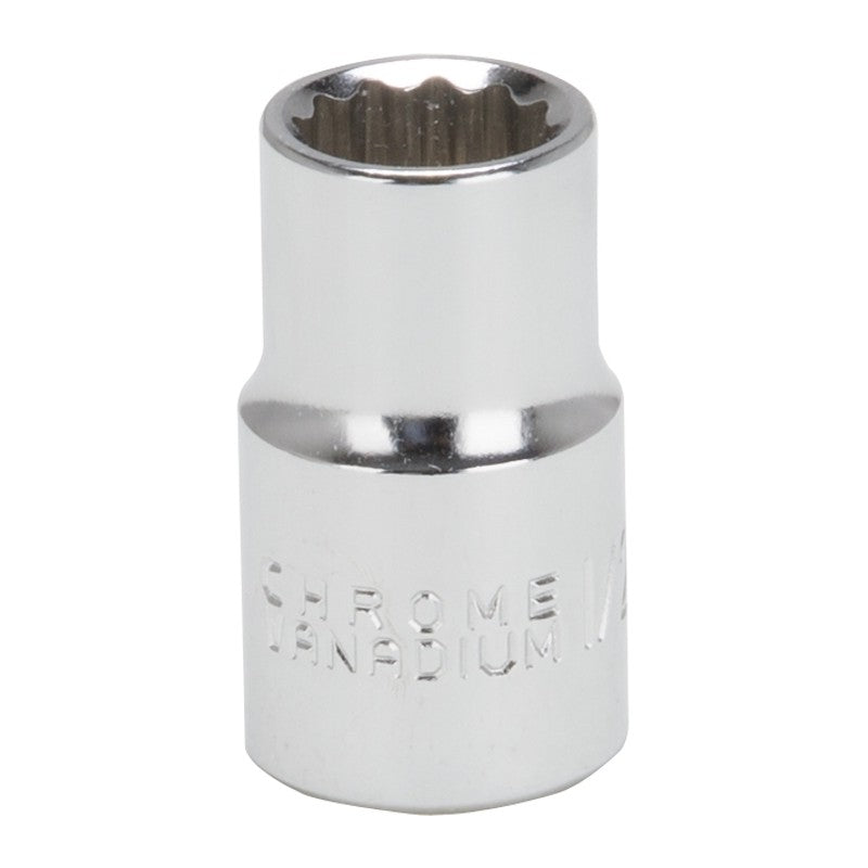 Vulcan MT6515506 Drive Socket, 1/2 in Socket, 1/2 in Drive, 12-Point, Chrome Vanadium Steel, Chrome
