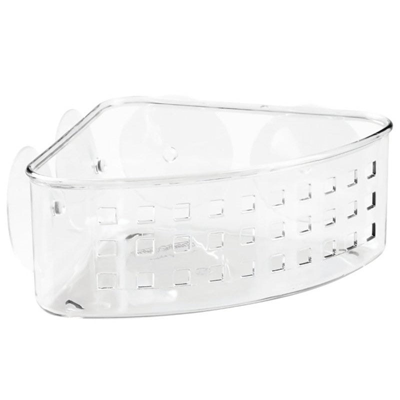 iDESIGN 41900 Corner Basket, 6 lb Capacity, 10.2 in OAW, 4.3 in OAD, 5.2 in OAH, Plastic, Clear (Pack of 4)