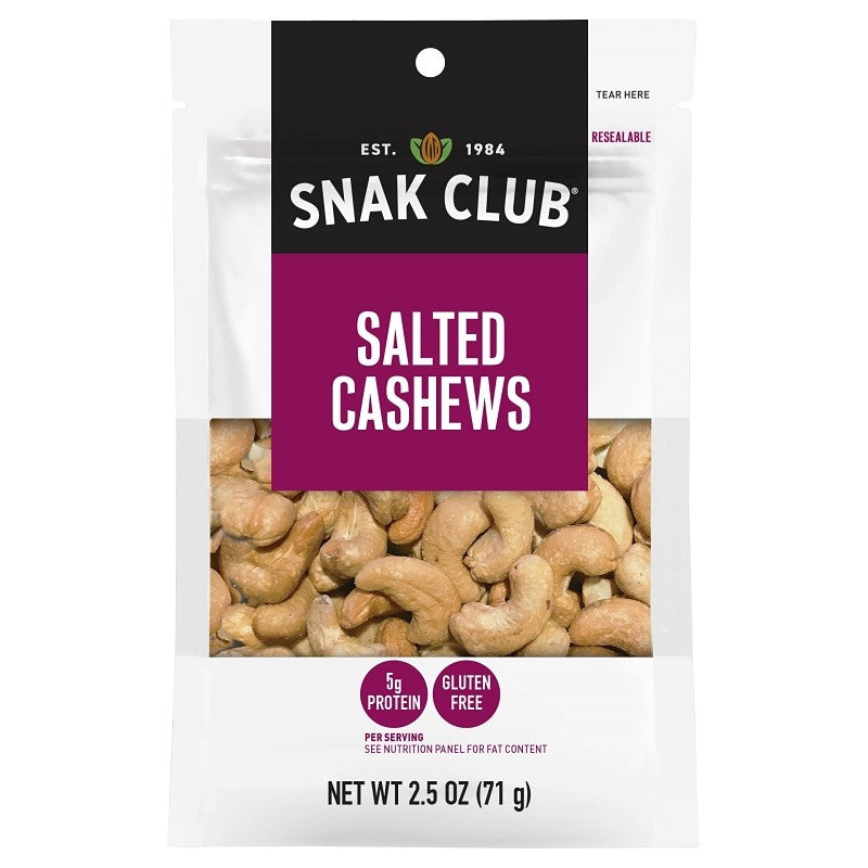 Snak Club CSU29330 Salted Cashews, 2.5 oz (Pack of 6)