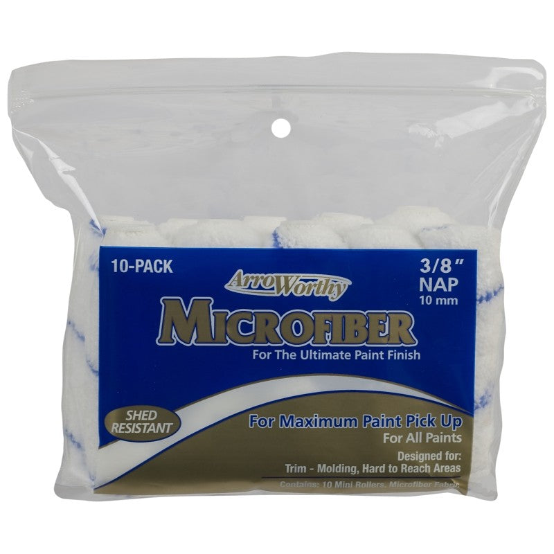 Arroworthy 4-MFR3CK Mini Roller Cover, 3/8 in Thick Nap, 4 in L, Microfiber Cover, 6/PK