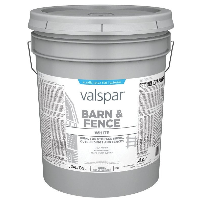 Valspar 018.3125-70.008 Barn and Fence Paint, White, 5 gal Pail