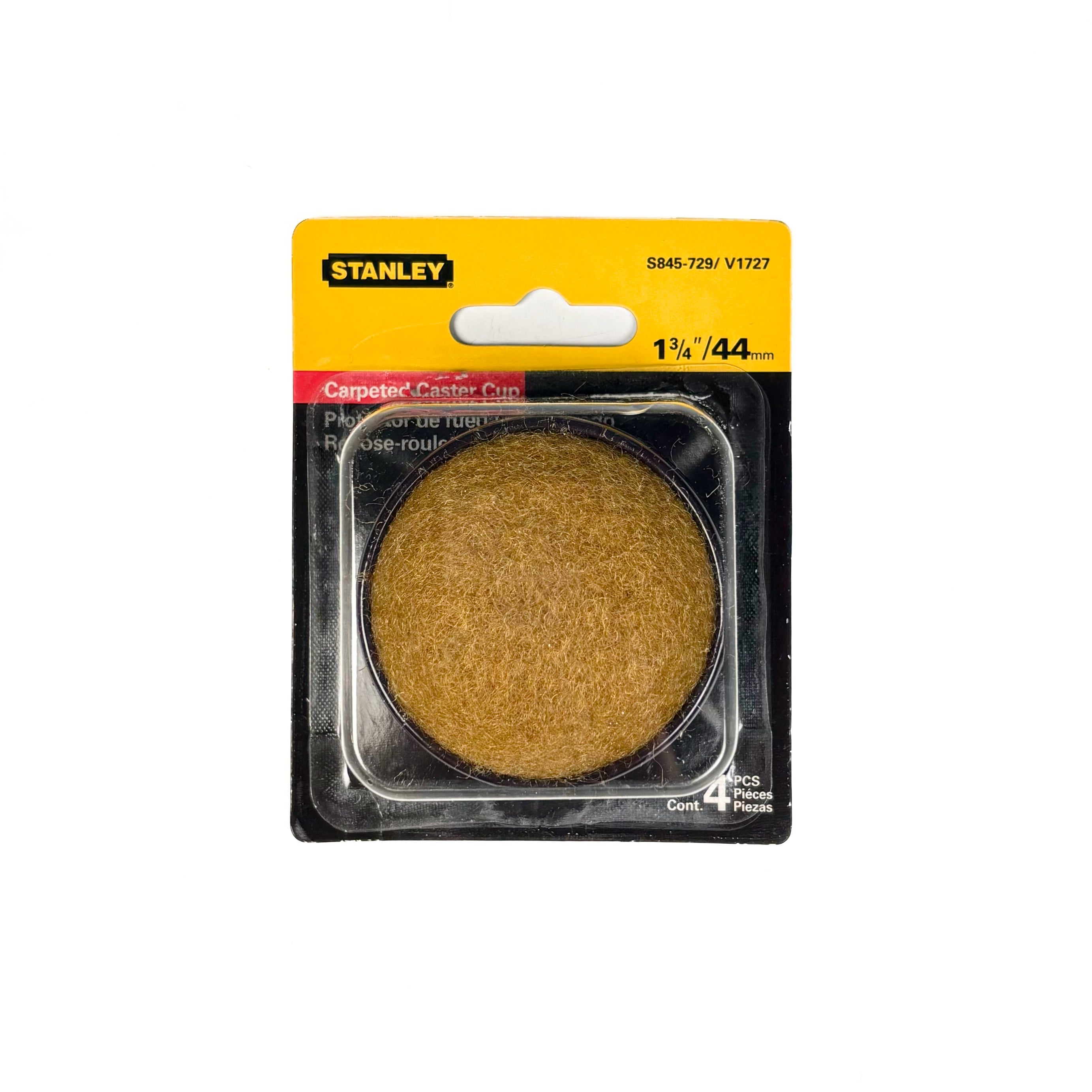 Carpeted Caster Cups 1-3/4 Inch Round Natural 4 Pack