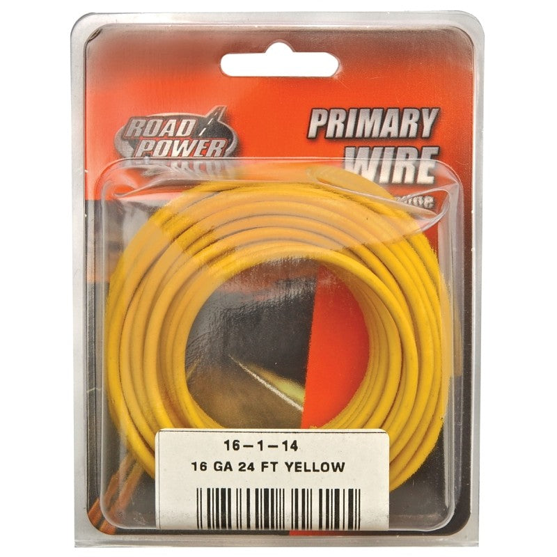 Road Power 55668333/16-1-14 Electrical Wire, 16 AWG Wire, 25/60 VAC/VDC, Copper Conductor, Yellow Sheath, 24 ft L