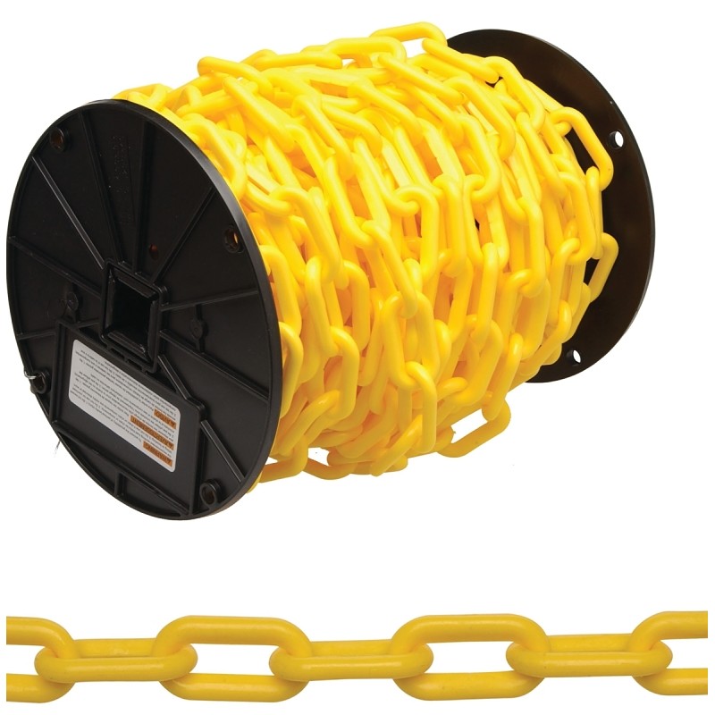 Campbell 099-0837 Decorator Chain, Yellow, 1/2 in W Inside Link, #8, 60 ft L, Plastic