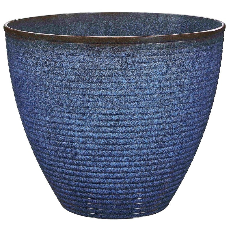 Landscapers Select PT-S007 Wave Planter, 18 in Dia, 15 in H, Round, Resin, Blue, Blue Wave (Pack of 6)