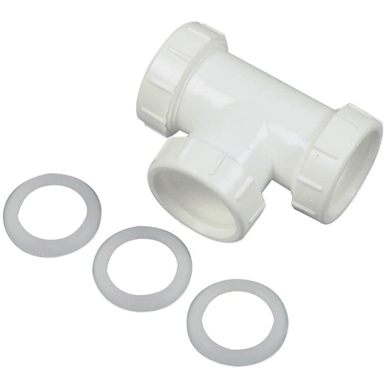Danco 94038 Pipe Tee, 1-1/2 in, Slip-Joint, Plastic, White