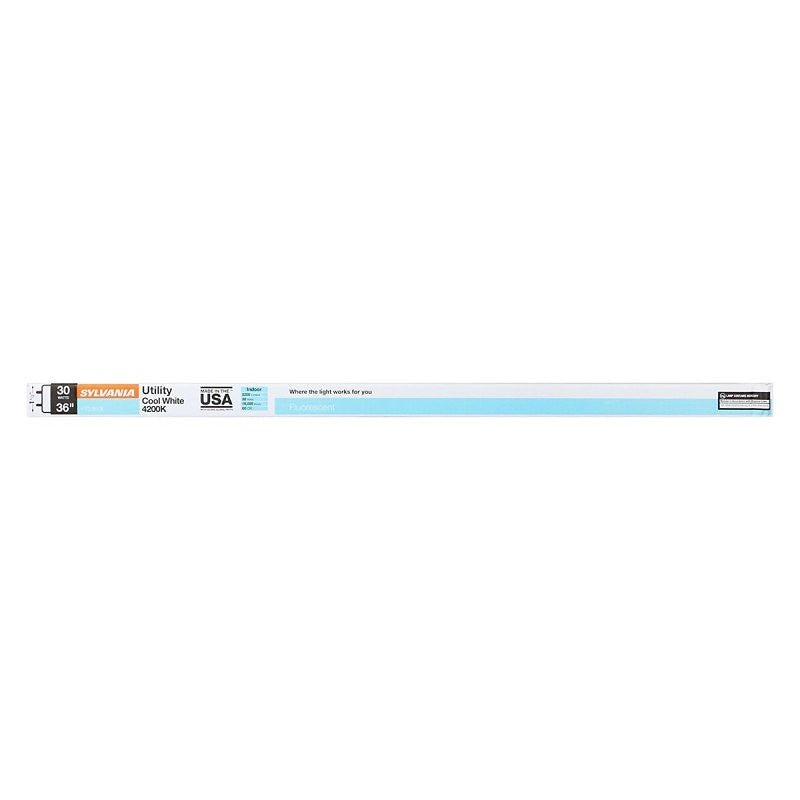 Sylvania 23493 Fluorescent Bulb, 4200 K Color Temp, Cool White, 1870 Lumens, 30 W, T12 Lamp, Medium Lamp Base (Pack of 6)