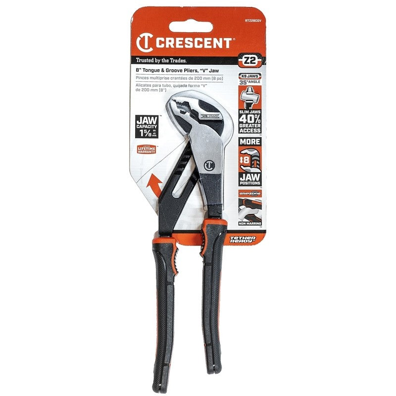 Crescent Z2 K9 Series RTZ28CGV Tongue and Groove Plier, 8-1/2 in OAL, 1.6 in Jaw, Self-Locking Adjustment, 1.1 in W Jaw