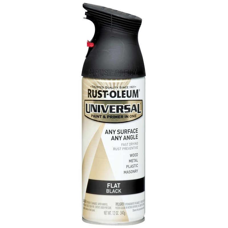 Rust-Oleum 245198 Enamel Spray Paint, Flat, Black, 12 oz, Can