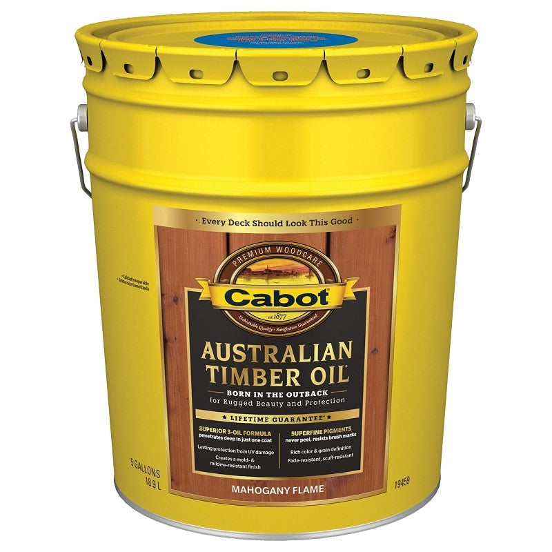 Cabot 19400 Series 140.0019459.008 Australian Timber Oil, Mahogany Flame, Liquid, 5 gal, Pail