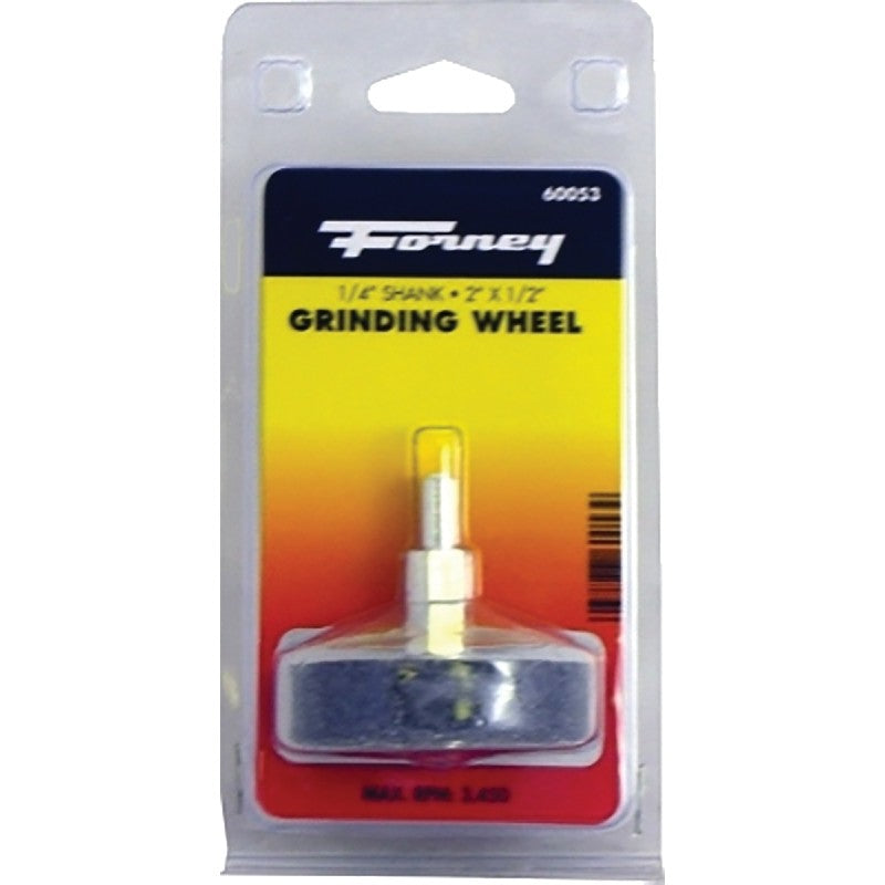 Forney 60053 Grinding Wheel, 1/2 x 2 in Dia, 1/4 in Arbor/Shank, 60 Grit, Aluminum Oxide Abrasive