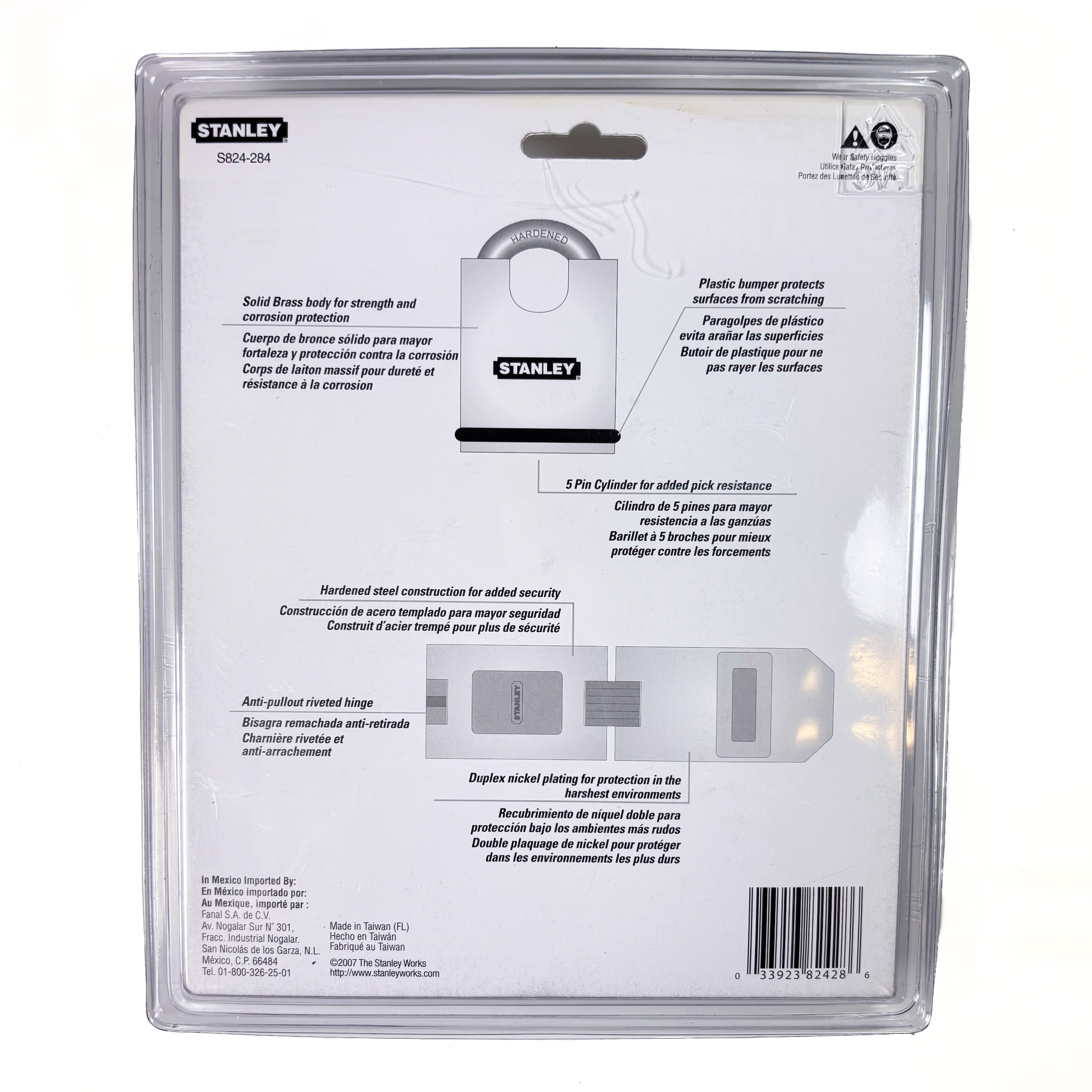 Double Hinged Hasp 6-1/4 Inch With 50Mm Solid Brass Security Padlock (POS)