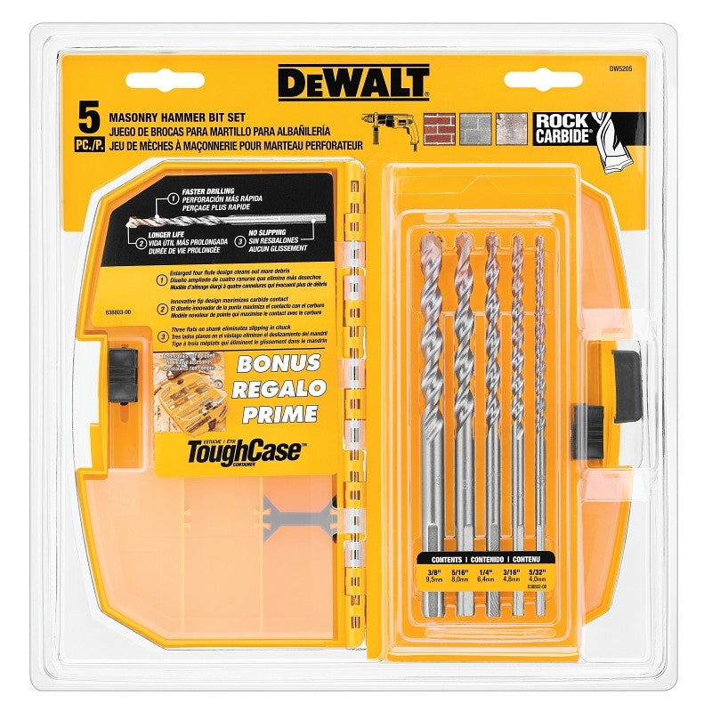 DEWALT DW5205 Bit Set, Percussion, Premium, 5-Piece, Carbide