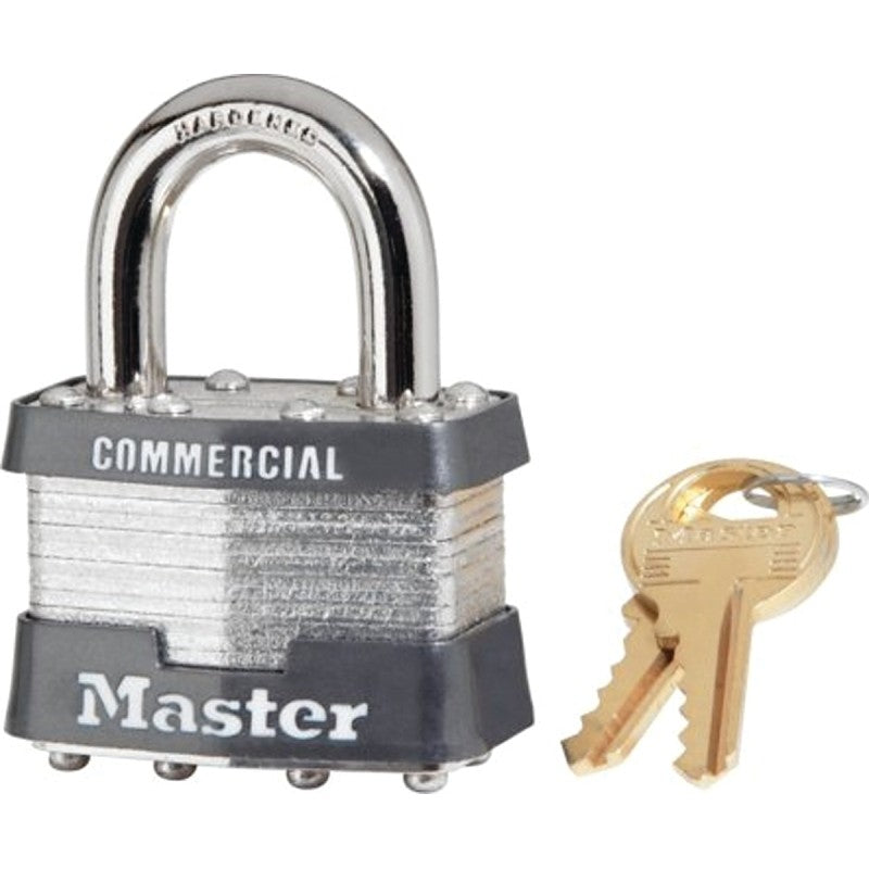 Master Lock 5KA A297 Padlock, 2 in W Body, Key No: A297, Keyed Alike Key, Open Shackle, 3/8 in Dia Shackle, Steel Body