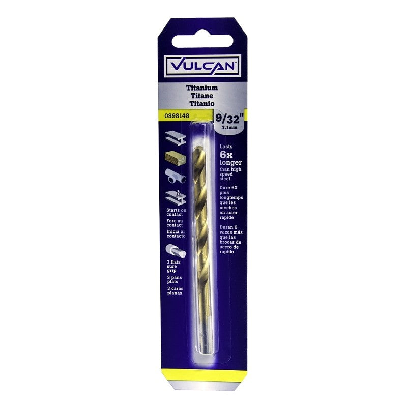 Vulcan 219701OR Jobber Drill Bit, 9/32 in Dia, 4-1/4 in OAL, 3-Flat Shank