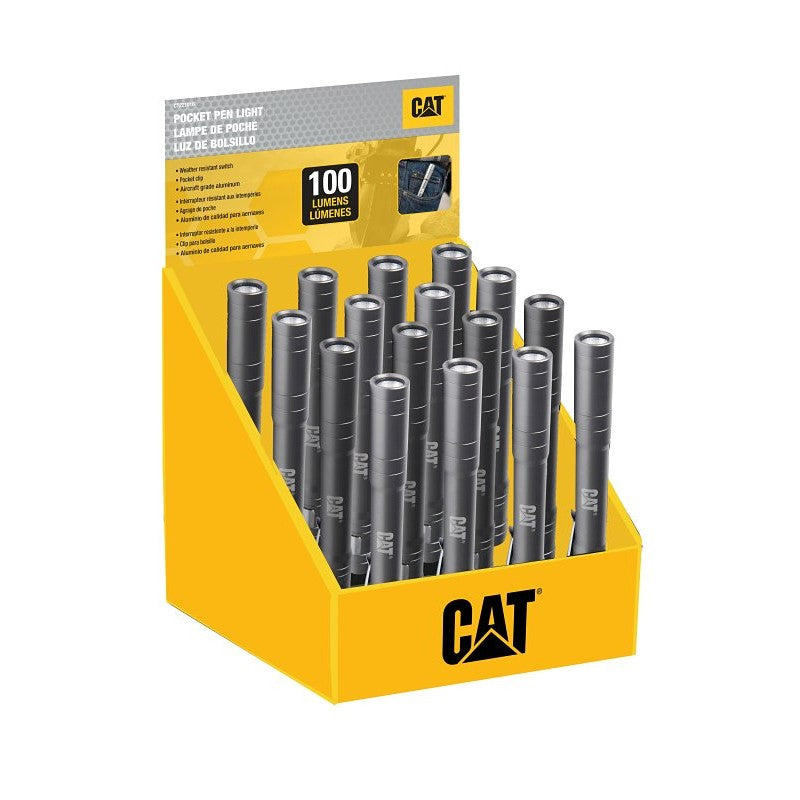 CAT CT221016 Pocket Pen Light, AAA Battery, LED Lamp, 100 Lumens, 30 m Beam Distance, 3.5 hr Run Time (Pack of 16)