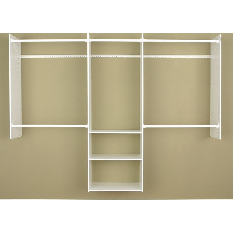 Easy Track RB1460 Series Deluxe Starter Closet, White, 48 to 96 in W, 84 in H, 3-Shelf
