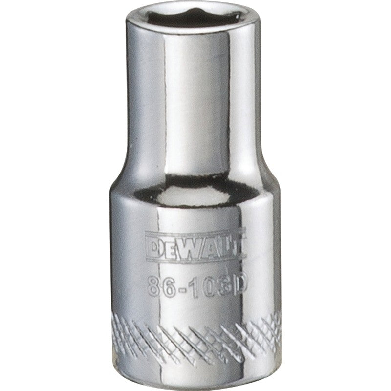 DEWALT DWMT86103OSP Hand Socket, 6 mm Socket, 1/4 in Drive, 6-Point, Vanadium Steel, Polished Chrome