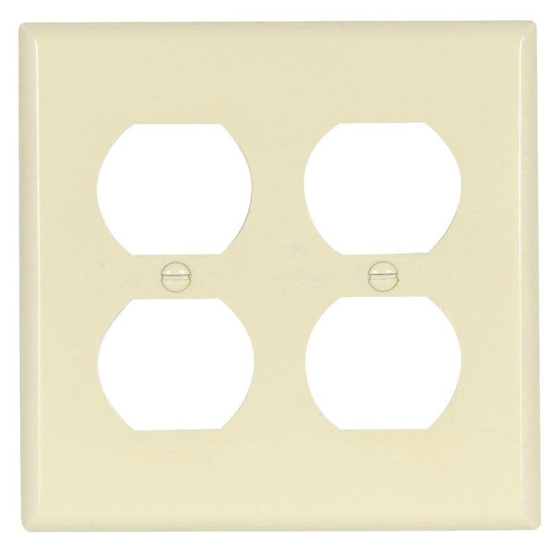 Eaton Wiring Devices 2150LA-BOX Receptacle Wallplate, 4-1/2 in L, 4-9/16 in W, 2 -Gang, Thermoset, Light Almond