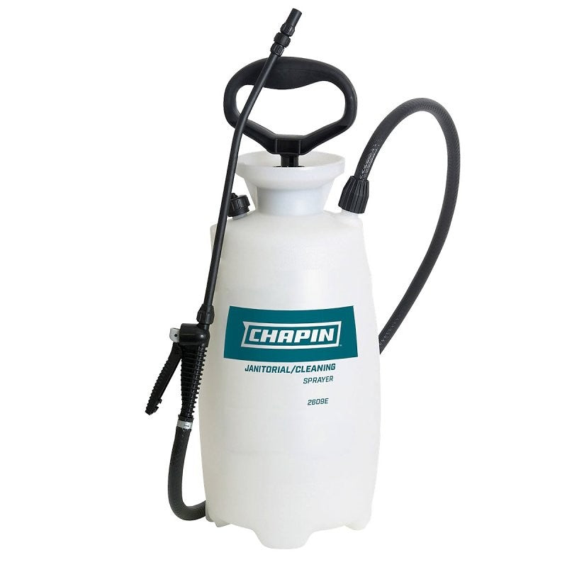 Chapin 2609E Handheld Janitorial/Sanitation Sprayer, 2 gal Tank, Polyethylene Tank, Black/White, 12 in L Wand