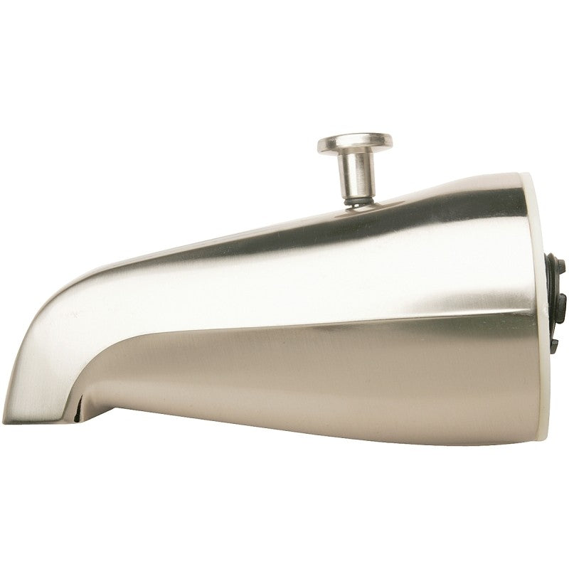 Plumb Pak PP825-31BN Bathtub Spout, 16.9 in L, 4-3/8 in W, 8 in H, 3/4 in Connection, IPS, Brushed Nickel