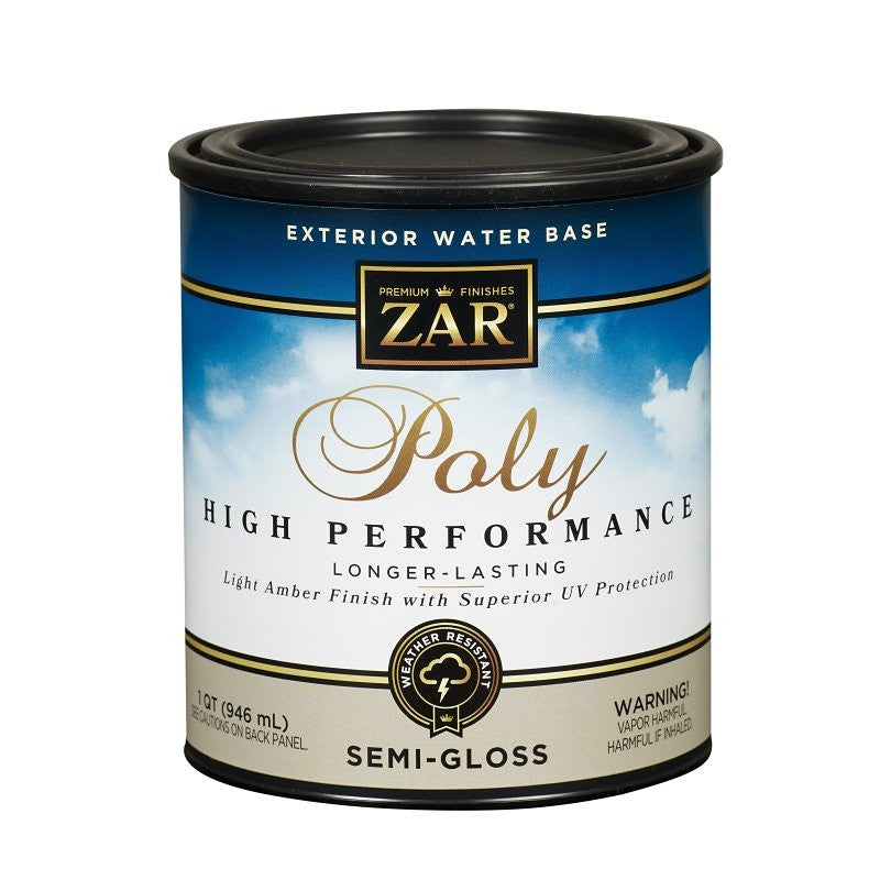 ZAR 34212 Exterior Polyurethane, Semi-Gloss, Amber, Liquid, 1 qt, Can