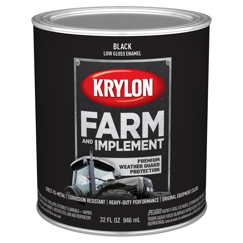 Krylon K02022008 Farm and Implement Paint, 1 qt, Black, Liquid (Pack of 2)